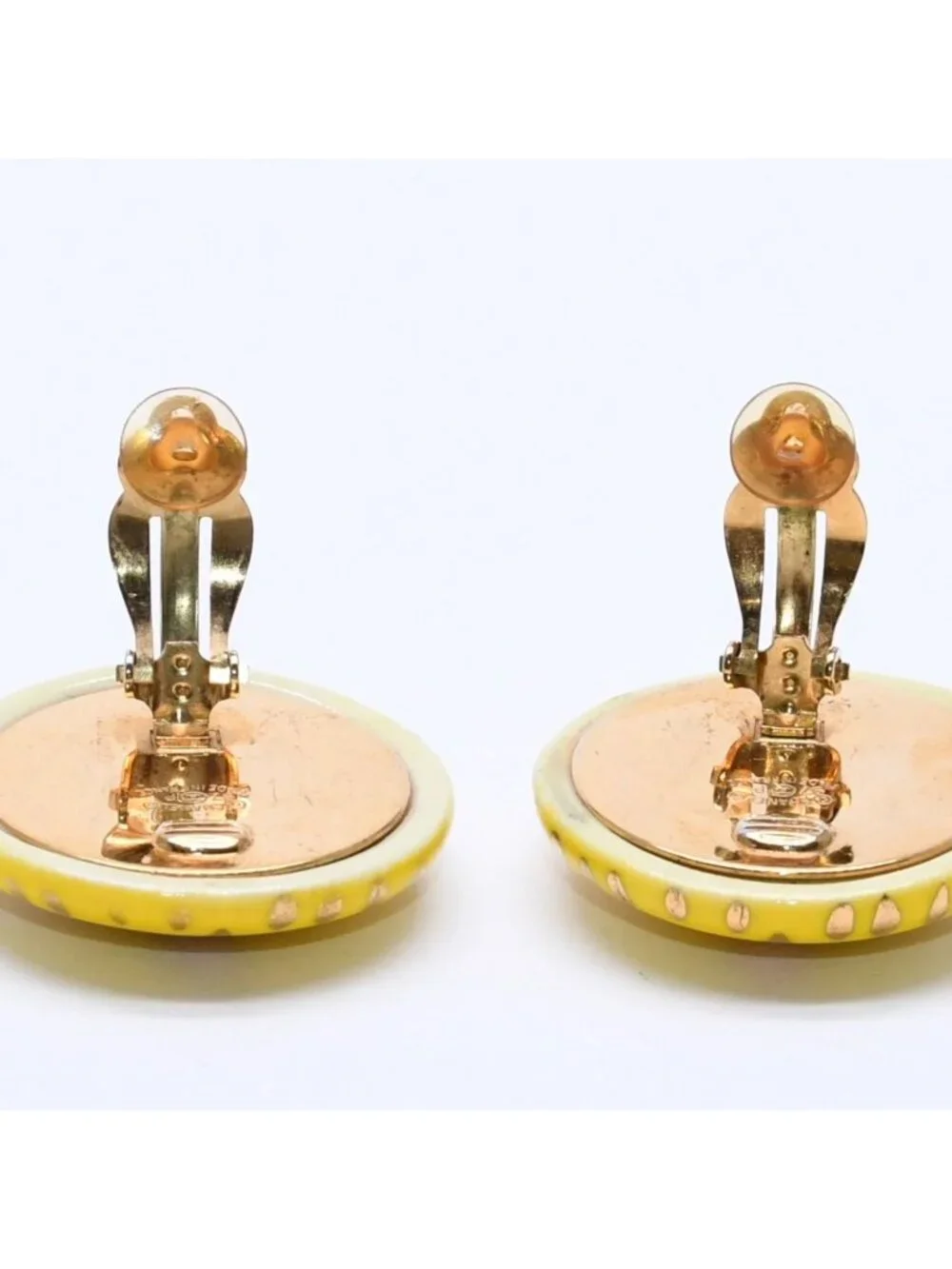 Chanel CC Logo Earrings 97 Resin Metal Gold Yellow